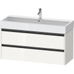 Duravit Ketho 2 wastafelonderbouwkast met 2 laden voor enkele wastafel 118.4x46x54.9cm met grepen antraciet hoogglans wit SW772941