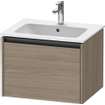 Duravit Ketho 2 wastafelonderbouwkast met 1 lade 61x48x44cm met greep antraciet eiken terra mat SW772040