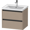 Duravit Ketho 2 wastafelonderbouwkast met 2 laden 63.4x45.5x54.9cm met grepen antraciet Linnen mat SW773071