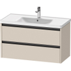 Duravit Ketho 2 wastafelonderbouwkast met 2 laden 98.4x45.5x54.9cm met grepen antraciet taupe supermat SW771791