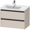 Duravit Ketho 2 wastafelonderbouwkast met 2 laden voor waskom links 78.4x45.5x54.9cm met grepen antraciet taupe mat SW772827