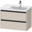 Duravit Ketho 2 wastafelonderbouwkast met 2 laden voor waskom rechts 78.4x45.5x54.9cm met grepen antraciet taupe mat SW772289