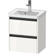 Duravit Ketho 2 wastafelonderbouwkast met 2 laden 48.4x37.5x54.9cm met grepen antraciet hoogglans wit SW772328