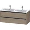 Duravit Ketho 2 wastafelonderbouwkast met 2 laden voor dubbele wastafel 128x48x55cm met grepen antraciet eiken terra mat SW772380