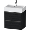 Duravit Ketho 2 Wastafelonderkast - 2 laden - 58.4x39x54.9cm - grepen antraciet - eiken zwart mat SW772859