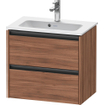 Duravit Ketho 2 wastafelonderbouwkast met 2 laden 61x39x54.9cm met grepen antraciet noten mat SW772418