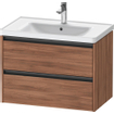 Duravit Ketho 2 wastafelonderbouwkast met 2 laden 78.4x45.5x54.9cm met grepen antraciet noten mat SW772510