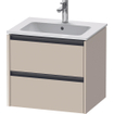 Duravit Ketho 2 wastafelonderbouwkast met 2 laden 61x48x55cm met grepen antraciet taupe supermat SW772426