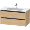 Duravit Ketho 2 wastafelonderbouwkast met 2 laden 101x48x55cm met grepen antraciet natuur eiken mat SW772263