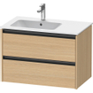 Duravit Ketho 2 wastafelonderbouwkast met 2 laden voor waskom links 81x48x54.9cm met grepen antraciet natuur eiken mat SW772790