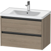 Duravit Ketho 2 wastafelonderbouwkast met 2 laden 78.4x45.5x54.9cm met grepen antraciet eiken terra mat SW773152