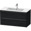 Duravit Ketho 2 wastafelonderbouwkast met 2 laden 101x48x55cm met grepen antraciet eiken zwart mat SW772281