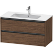 Duravit Ketho 2 wastafelonderbouwkast met 2 laden 101x48x55cm met grepen antraciet donker noten mat SW772232