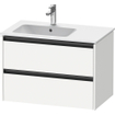 Duravit Ketho 2 wastafelonderbouwkast met 2 laden voor waskom links 81x48x54.9cm met grepen antraciet wit mat SW772902