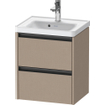 Duravit Ketho 2 Wastafelonderkast - 2 laden - 48.4x37.5x54.9cm - grepen antraciet - linnen mat SW773156