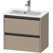 Duravit Ketho 2 wastafelonderbouwkast met 2 laden 61x39x54.9cm met grepen antraciet Linnen mat SW771806