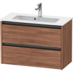 Duravit Ketho 2 wastafelonderbouwkast met 2 laden 81x39x54.9cm met grepen antraciet noten mat SW773096