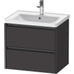 Duravit Ketho 2 wastafelonderbouwkast met 2 laden 63.4x45.5x54.9cm met grepen antraciet grafiet supermat SW772346