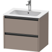 Duravit Ketho 2 wastafelonderbouwkast met 2 laden 61x48x55cm met grepen antraciet basalt mat SW772210