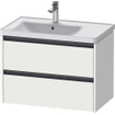 Duravit Ketho 2 wastafelonderbouwkast met 2 laden voor waskom links 78.4x45.5x54.9cm met grepen antraciet wit mat SW772904