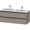 Duravit Ketho 2 wastafelonderbouwkast met 2 laden voor dubbele wastafel 128x48x55cm met grepen antraciet basalt mat SW772217