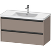 Duravit Ketho 2 wastafelonderbouwkast met 2 laden 98.4x45.5x54.9cm met grepen antraciet basalt mat SW771972
