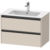 Duravit Ketho 2 wastafelonderbouwkast met 2 laden 81x48x55cm met grepen antraciet taupe supermat SW773138