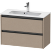 Duravit Ketho 2 wastafelonderbouwkast met 2 laden 81x39x54.9cm met grepen antraciet Linnen mat SW773063