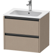 Duravit Ketho 2 wastafelonderbouwkast met 2 laden 61x48x55cm met grepen antraciet Linnen mat SW773085