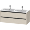 Duravit Ketho 2 wastafelonderbouwkast met 2 laden voor dubbele wastafel 128x48x55cm met grepen antraciet taupe supermat SW772429