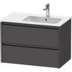 Duravit Ketho 2 wastafelonderbouwkast met 2 laden voor waskom rechts 81x48x54.9cm met grepen antraciet grafiet mat SW772435