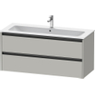 Duravit Ketho 2 wastafelonderbouwkast met 2 laden voor enkele wastafel 121x48x55cm met grepen antraciet betongrijs mat SW772656