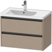 Duravit Ketho 2 wastafelonderbouwkast met 2 laden voor waskom links 78.4x45.5x54.9cm met grepen antraciet Linnen mat SW772487