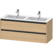 Duravit Ketho 2 wastafelonderbouwkast met 2 laden voor dubbele wastafel 128x48x55cm met grepen antraciet natuur eiken mat SW771912
