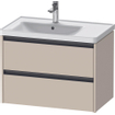 Duravit Ketho 2 wastafelonderbouwkast met 2 laden voor waskom links 78.4x45.5x54.9cm met grepen antraciet taupe supermat SW772531