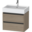 Duravit Ketho 2 wastafelonderbouwkast met 2 laden 68.4x46x54.9cm met grepen antraciet eiken terra mat SW771949