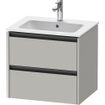 Duravit Ketho 2 wastafelonderbouwkast met 2 laden 61x48x55cm met grepen antraciet betongrijs mat SW771876