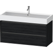 Duravit Ketho 2 wastafelonderbouwkast met 2 laden voor enkele wastafel 118.4x46x54.9cm met grepen antraciet eiken zwart mat SW772884