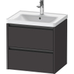 Duravit Ketho 2 Wastafelonderkast - 2 laden - 58.4x45.5x54.9cm - grepen antraciet - grafiet supermat SW772985