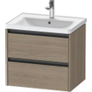 Duravit Ketho 2 wastafelonderbouwkast met 2 laden 63.4x45.5x54.9cm met grepen antraciet eiken terra mat SW772384