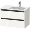 Duravit Ketho 2 wastafelonderbouwkast met 2 laden voor waskom rechts 81x48x54.9cm met grepen antraciet hoogglans wit SW772325