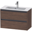 Duravit Ketho 2 wastafelonderbouwkast met 2 laden 81x39x54.9cm met grepen antraciet donker noten mat SW772230