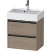 Duravit Ketho 2 Wastafelonderkast - 2 laden - 58.4x39x54.9cm - grepen antraciet - eiken terra mat SW773036