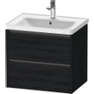 Duravit Ketho 2 wastafelonderbouwkast met 2 laden 63.4x45.5x54.9cm met grepen antraciet eiken zwart mat SW771828