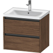 Duravit Ketho 2 wastafelonderbouwkast met 2 laden 63.4x45.5x54.9cm met grepen antraciet donker noten mat SW771882