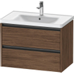Duravit Ketho 2 wastafelonderbouwkast met 2 laden 78.4x45.5x54.9cm met grepen antraciet donker noten mat SW772717