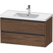 Duravit Ketho 2 wastafelonderbouwkast met 2 laden 98.4x45.5x54.9cm met grepen antraciet donker noten mat SW772218