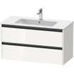 Duravit Ketho 2 wastafelonderbouwkast met 2 laden 101x48x55cm met grepen antraciet hoogglans wit SW772326