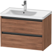 Duravit Ketho 2 wastafelonderbouwkast met 2 laden voor waskom links 78.4x45.5x54.9cm met grepen antraciet noten mat SW772069