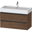 Duravit Ketho 2 wastafelonderbouwkast met 2 laden 98.4x46x54.9cm met grepen antraciet donker noten mat SW772015